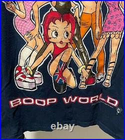 1998 RARE Spice Girls Betty Boop World GIRL POWER Vintage T-shirt Navy Blue LG