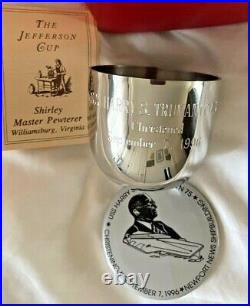 2 3/4 NAVY USS Harry S Truman CVN -75 SHIRLEY JEFFERSON METAL CUP And Button