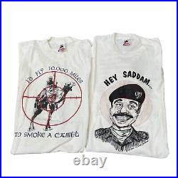 (2) Vintage 1990 Saddam T-shirt Operation Desert Shield Sz XL