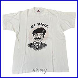 (2) Vintage 1990 Saddam T-shirt Operation Desert Shield Sz XL