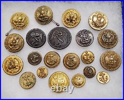21 Antique US Military Naval Navy Marine Buttons Pre 1941 Mixed Lot