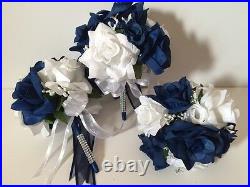 21 Piece Package Navy Blue Burgundy Calla Lily Bridal Bouquet