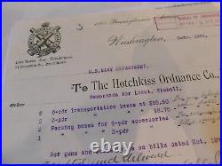 308 Admiral Kimball Navy Inventor 2 Signed Hotchkiss Ordnance Invoices 1889 r9