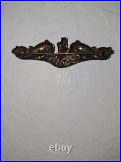 3pc US Navy Lot Coffee Cup, Sterling Submarine Warfare Insignia, Cap Badge VTG