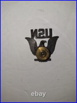 3pc US Navy Lot Coffee Cup, Sterling Submarine Warfare Insignia, Cap Badge VTG