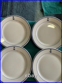 4 Buffalo China US Navy USN Fouled Anchor 10 inch Dinner Plates