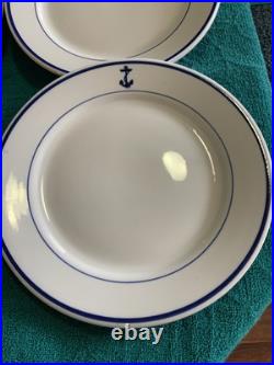 4 Buffalo China US Navy USN Fouled Anchor 10 inch Dinner Plates