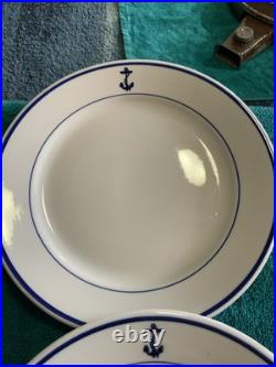 4 Buffalo China US Navy USN Fouled Anchor 10 inch Dinner Plates
