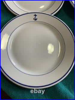 4 Buffalo China US Navy USN Fouled Anchor 10 inch Dinner Plates