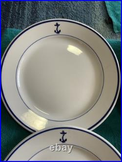 4 Buffalo China US Navy USN Fouled Anchor 10 inch Dinner Plates