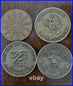 4 Different United States Navy Military Team Challenge Coins