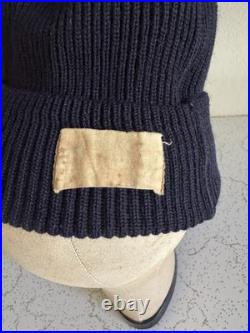 50s Original Vtg Korean War US NAVY WATCH CAP Wool Knit Deck Sailor USN