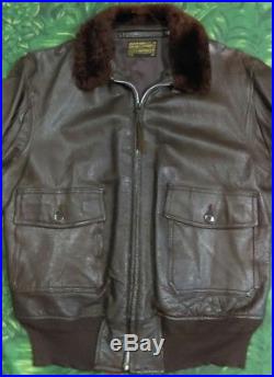50s USN Intermediate G1 Flight Jacket Vintage Vtg LW Foster Leather Rare 782342