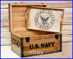 66030 US Navy Keepsake Box US Navy Wooden Chest and Tray US Navy Licensed