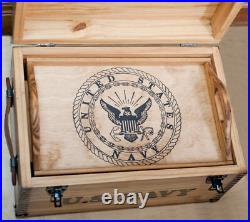 66030 US Navy Keepsake Box US Navy Wooden Chest and Tray US Navy Licensed