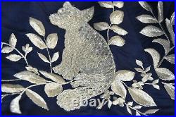 $6990 NEW Oscar de la Renta Embroidered Navy SILK Faille Dress Sequins Beaded 2