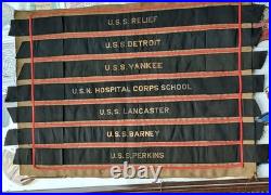 7 Us Navy Cap Tallies From A Spanish American War Ship Up To The Uss Barney