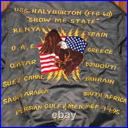 90s US Navy USS Halyburton FFG-40 Persian Gulf Southern Watch Cruise Jacket MED