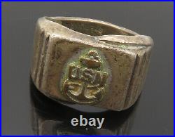 925 Sterling Silver Vintage Large United States Navy Band Ring Sz 11 RG14667