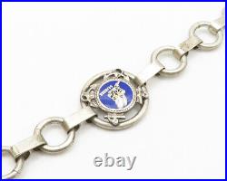 925 Sterling Silver Vintage United States SEABEES Navy Chain Bracelet BT7961