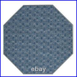 Abstract Indoor/Outdoor Commercial Made In USA, Pet & Kids, Navy Area Rug