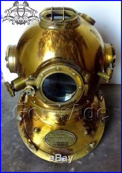 Antiaue Brass Diving Helmet U. S Navy Mark V Deep Sca Divers Helmet Scuba Morse