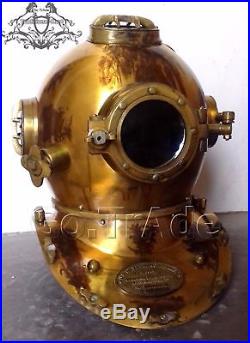 Antiaue Brass Diving Helmet U. S Navy Mark V Deep Sca Divers Helmet Scuba Morse