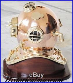 Antiqe U. S Navy Mark Copper & Brass 18 Scuba Beautiful Shine Divers Helmet