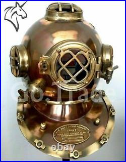 Antique Black Boston Diving Divers Helmet Deep Scuba Boston Divers Navy Mark