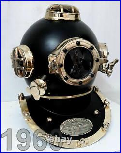 Antique Black Scuba Diving Helmet Navy London Sea Boston Vintage Divers Helmet