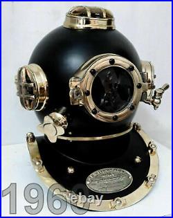 Antique Black Vintage Scuba Diving Helmet US Navy Mark V Deep Sea Boston Divers