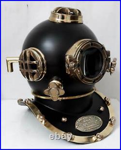 Antique Black Vintage Scuba Diving Helmet US Navy Mark V Deep Sea Boston Divers