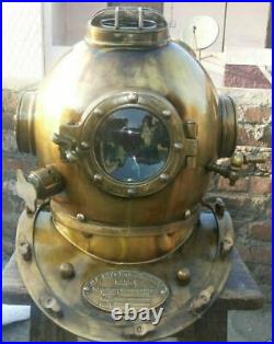 Antique Boston Diving Scuba SCA Divers US Navy V Marine Divers Deep Mark Helmet