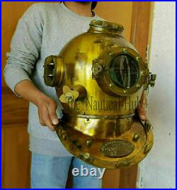 Antique Brass Diving Helmet Scuba Sea Boston London Navy Deep Divers Boston Gift