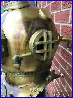 Antique Brass Scuba Marine Diving Divers Helmet US Navy Mark V Full Size 18