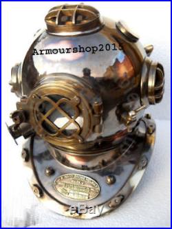 Antique Copper Brass U S Navy Mark V Made 18 Diving Divers Helmet