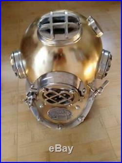 Antique Diver Brass Nautical Diving Divers Helmet U. S Navy Mark V Vintage Scuba