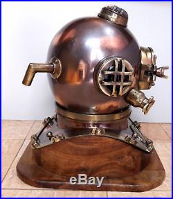 Antique Diving Helmet Morse Boston U. S Navy Mark V Scuba Divers Helmet WithBase
