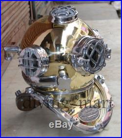 Antique Reenactment Nautical Morse U. S Navy Diving Helmet Solid Brass & Aluminum