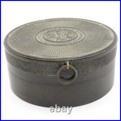 Antique Round Usn United States Navy Dont Give Up The Ship CIVIL War Shaving Box