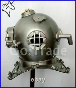 Antique Silver Diving Divers Helmet Vintage Boston Navy Mark V Deep Sea Marine