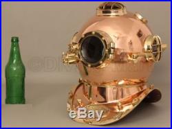 Antique Solid Copper & Brass U. S Navy Mark V Divers Diving Helmet Antique