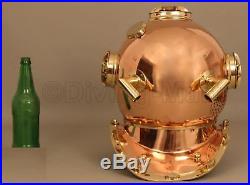 Antique Solid Copper & Brass U. S Navy Mark V Divers Diving Helmet Antique