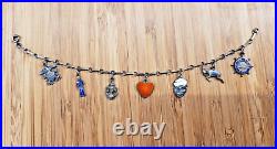 Antique Sterling Silver and Enamel United States Navy Sweetheart Charm Bracelet
