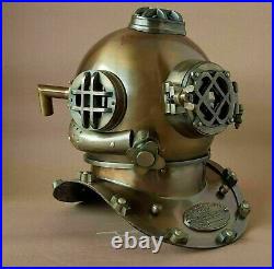 Antique Style Brass Scuba US Navy Mark V Deep Sea Marine Divers Diving Helmet