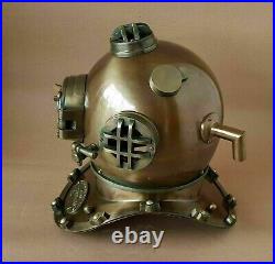 Antique Style Brass Scuba US Navy Mark V Deep Sea Marine Divers Diving Helmet
