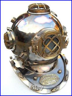 Antique U. S Navy Brass Divers Diving Helmet Mark V FULL SIZE Deep sea Scuba gif
