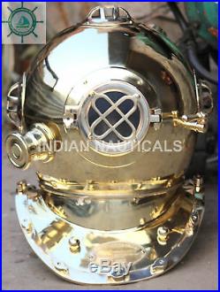 Antique U. S Navy Mark IV Diving Divers Helmet Solid Brass Size18 (8.5 kg)