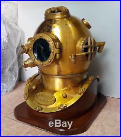 Antique U. S Navy Mark V Antiq Brass 18 Boston Diving Helmet Scuba Divers Helme