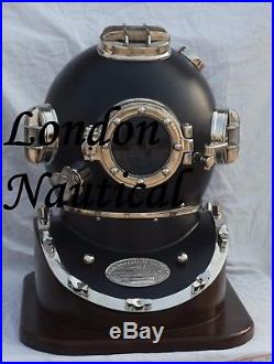 Antique U. S Navy Mark V Black Steel Scuba Vintage Diving Divers Helmet